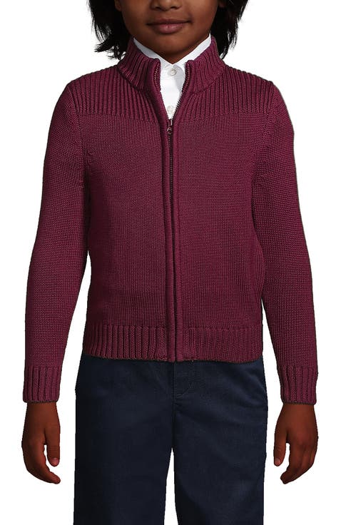 School Uniform Boys Cotton Modal Zip Front Cardigan Sweater