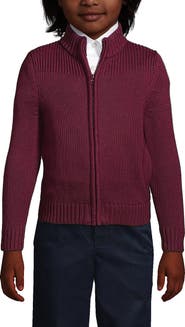Lands' End School Uniform Boys Cotton Modal Zip Front Cardigan Sweater