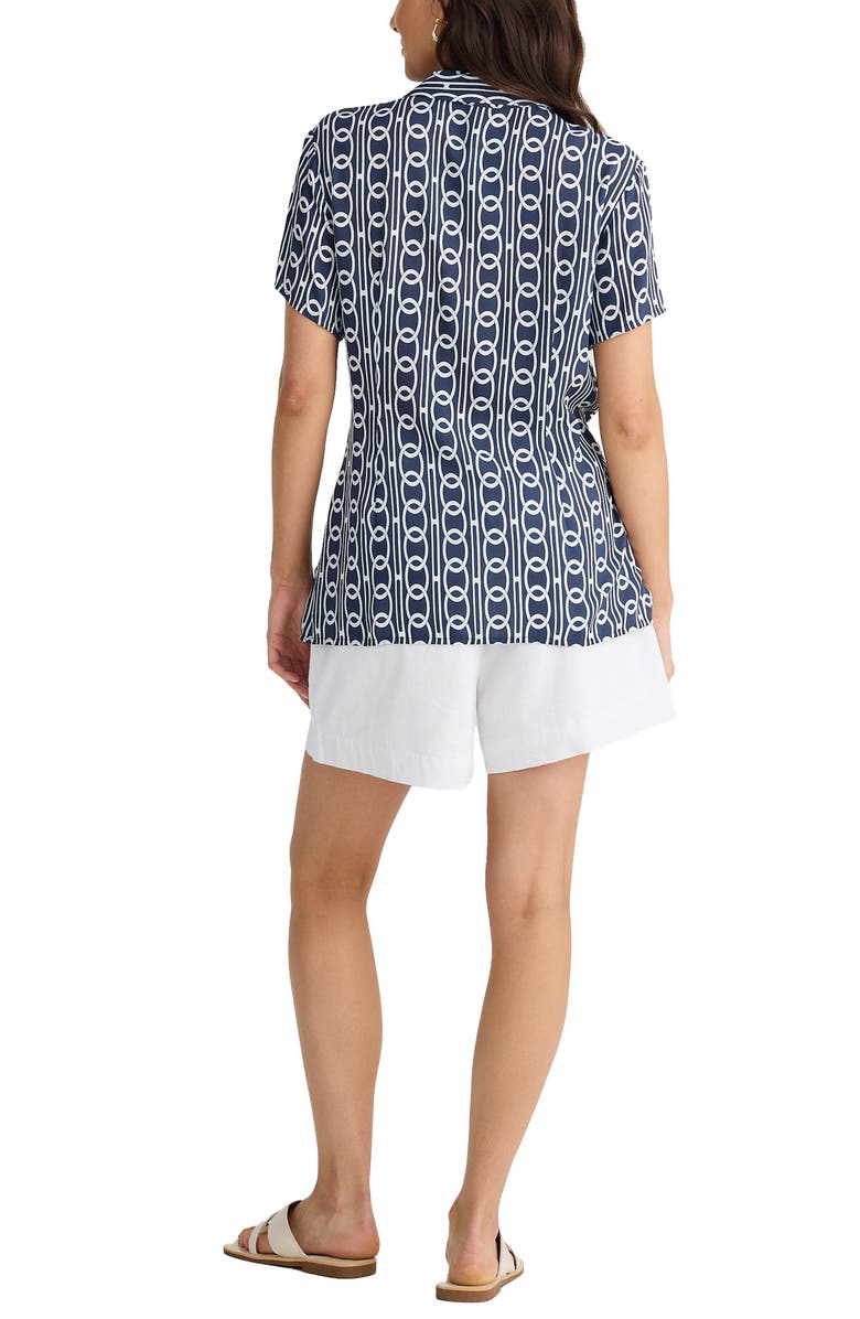 Brave+True Nova Print Side Tie Shirt, Alternate, color, Navy Links