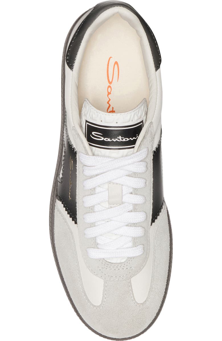 Santoni Leather and Suede DBS Oly Sneaker, Alternate, color, White