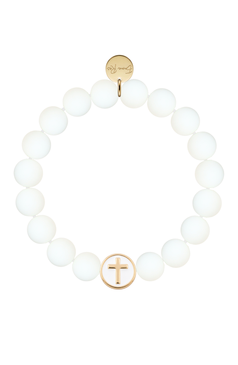 Semi-Precious Gemstone Corss Bracelet in Gift Pouch