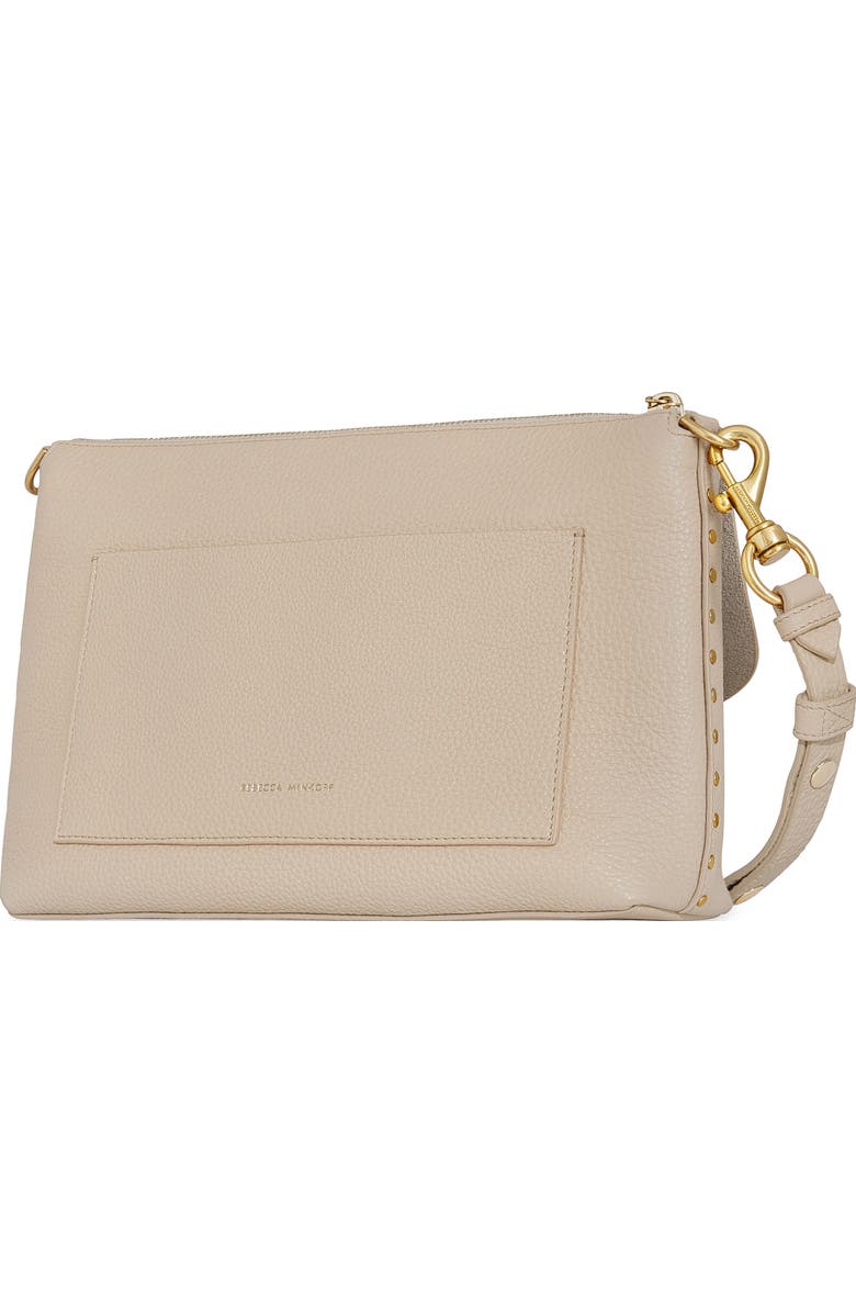 Rebecca Minkoff Darren Top Zip Leather Shoulder Bag, Alternate, color, Stone