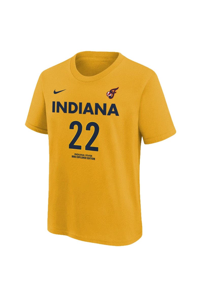 Youth Nike Caitlin Clark Gold Indiana Fever Name & Number T-Shirt, Alternate, color, Gold