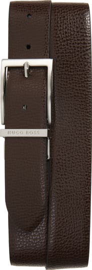 HUGO BOSS｜ (Reversible belt in grained and smooth Itali BOSS - Reversible belt in Italian leather - Black