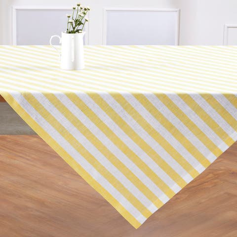 Linen Table Throw - Sorrento Stripe, 52" x 52", 52" x 52"