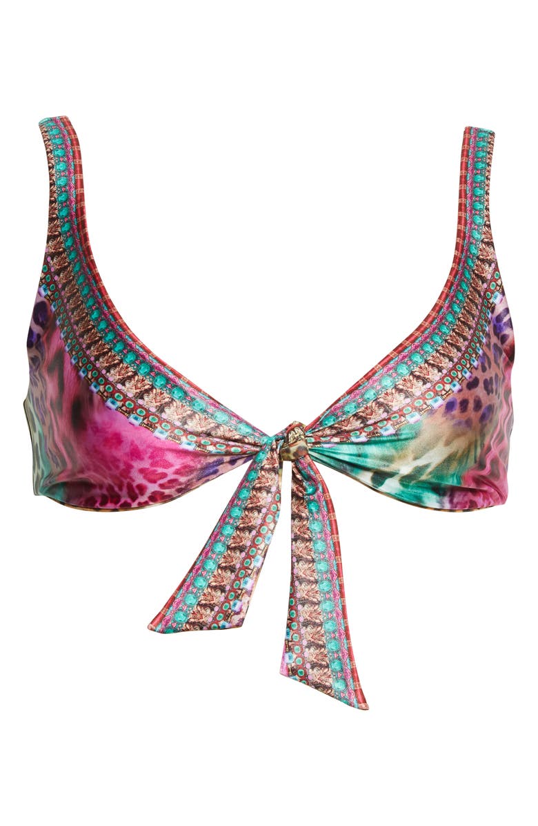 Camilla Surrealist Suspension Tie Front Reversible Bikini Top, Alternate, color, 