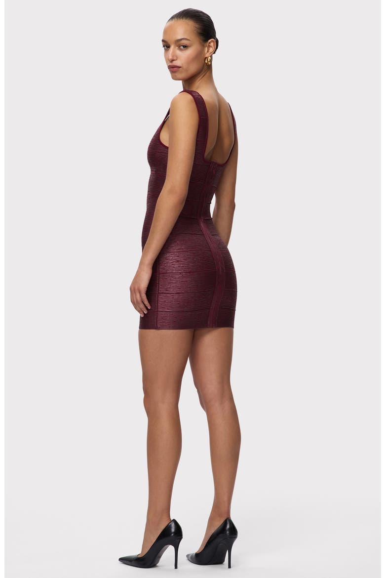 The Gabriella Metallic Bandage Minidress, Alternate, color, DARK RED FOIL