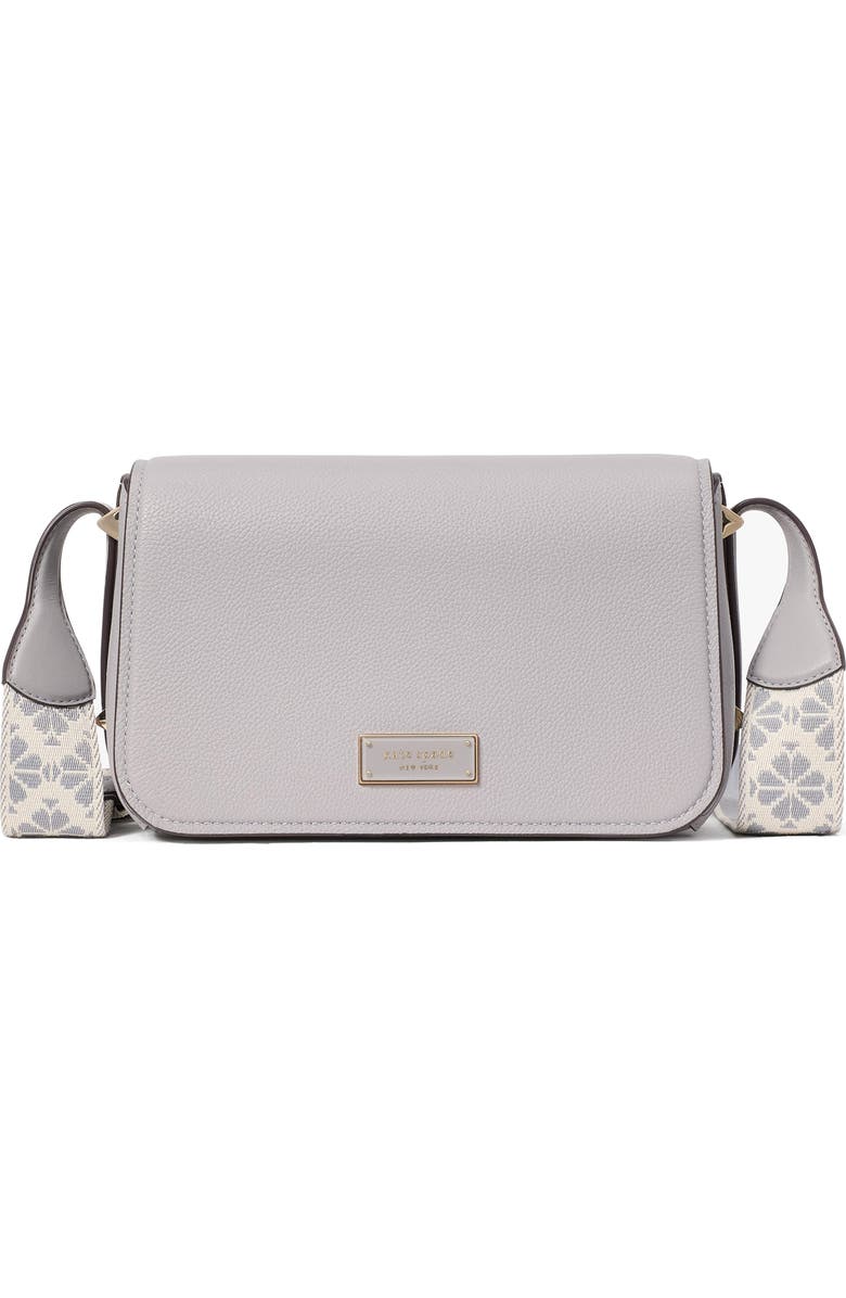 Kate Spade New York small liv pebble leather flap crossbody bag, Main, color,