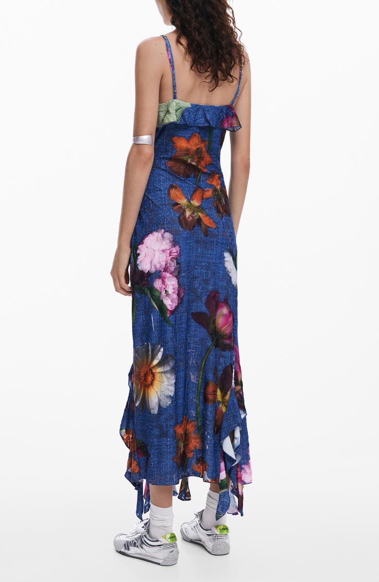 Desigual Ruffle Maxi Slipdress, Alternate, color, Navy Blue