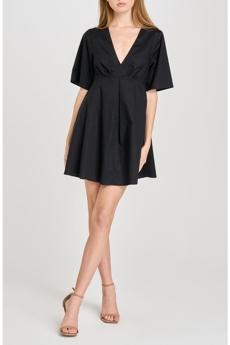 Zelma Short Sleeve Babydoll Minidress, Alternate, color, BLACK