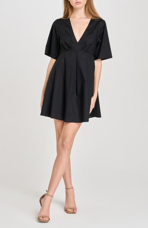 Wayf Zelma Short Sleeve Babydoll Minidress In Black