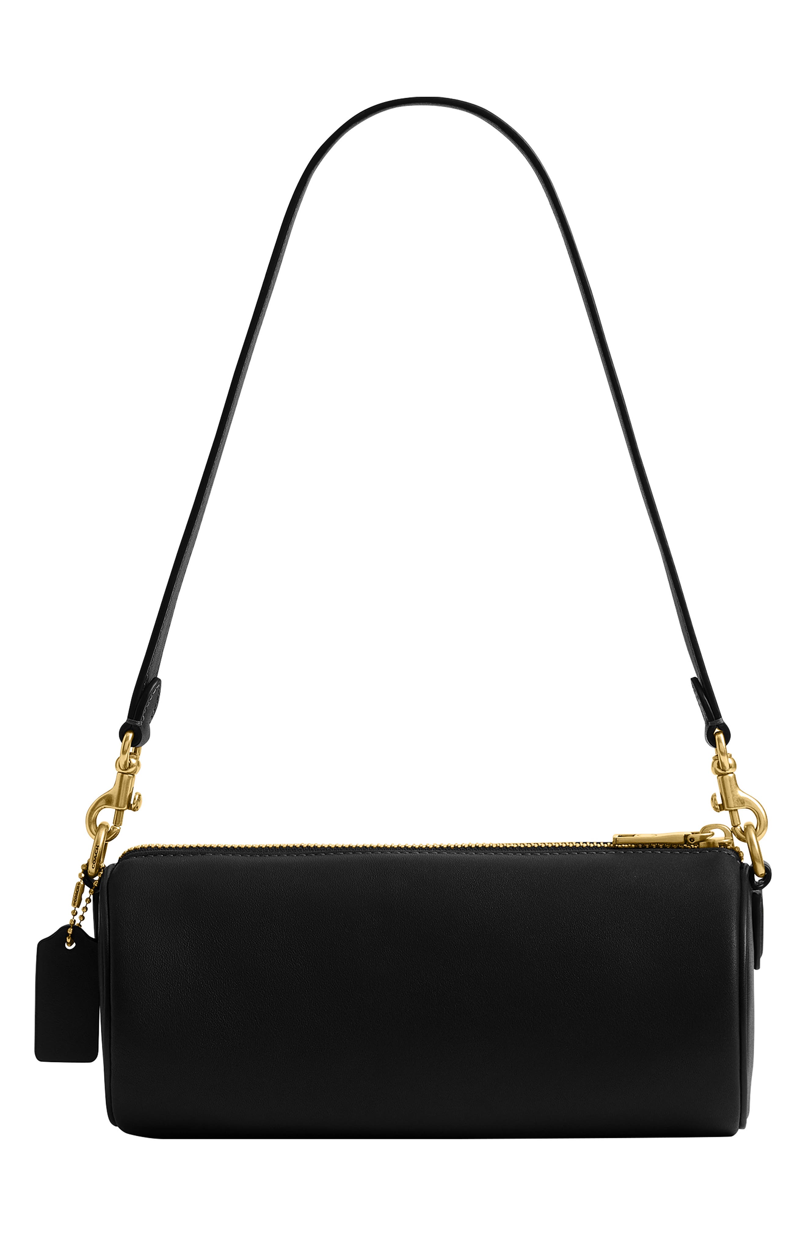 COACH Leather Barrel Bag, Alternate, color, Black