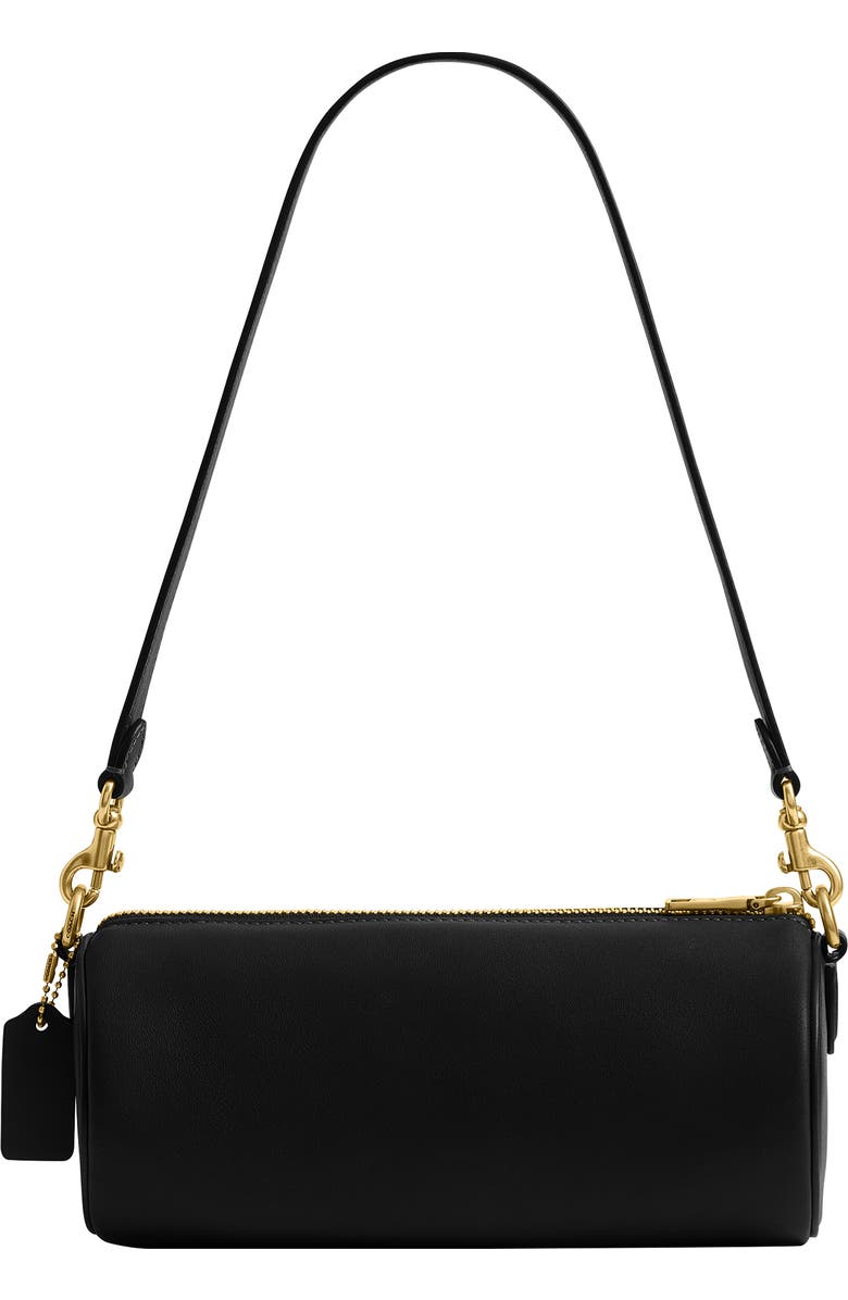 COACH Leather Barrel Bag, Alternate, color, Black