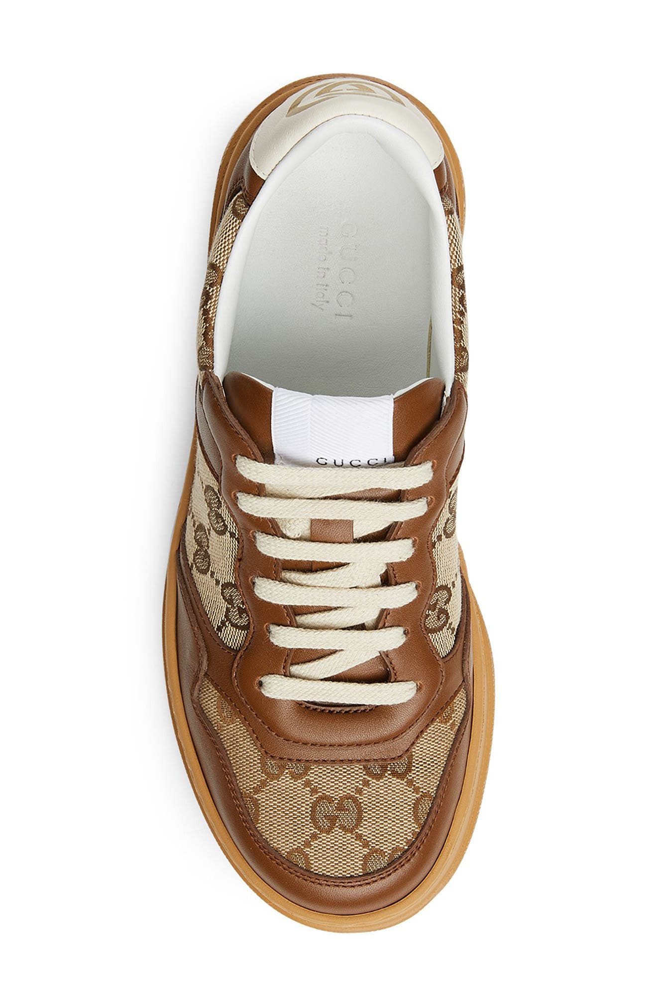 Gucci Chunky B Mixed Media Sneaker, Alternate, color, Beige/ Brown