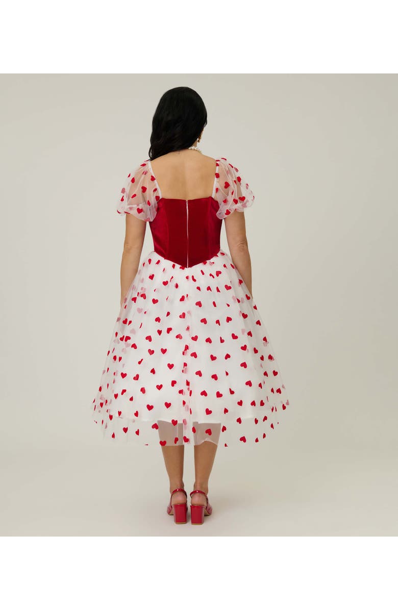 Unique Vintage Loving You Swing Dress, Alternate, color, White W/ Red Hearts