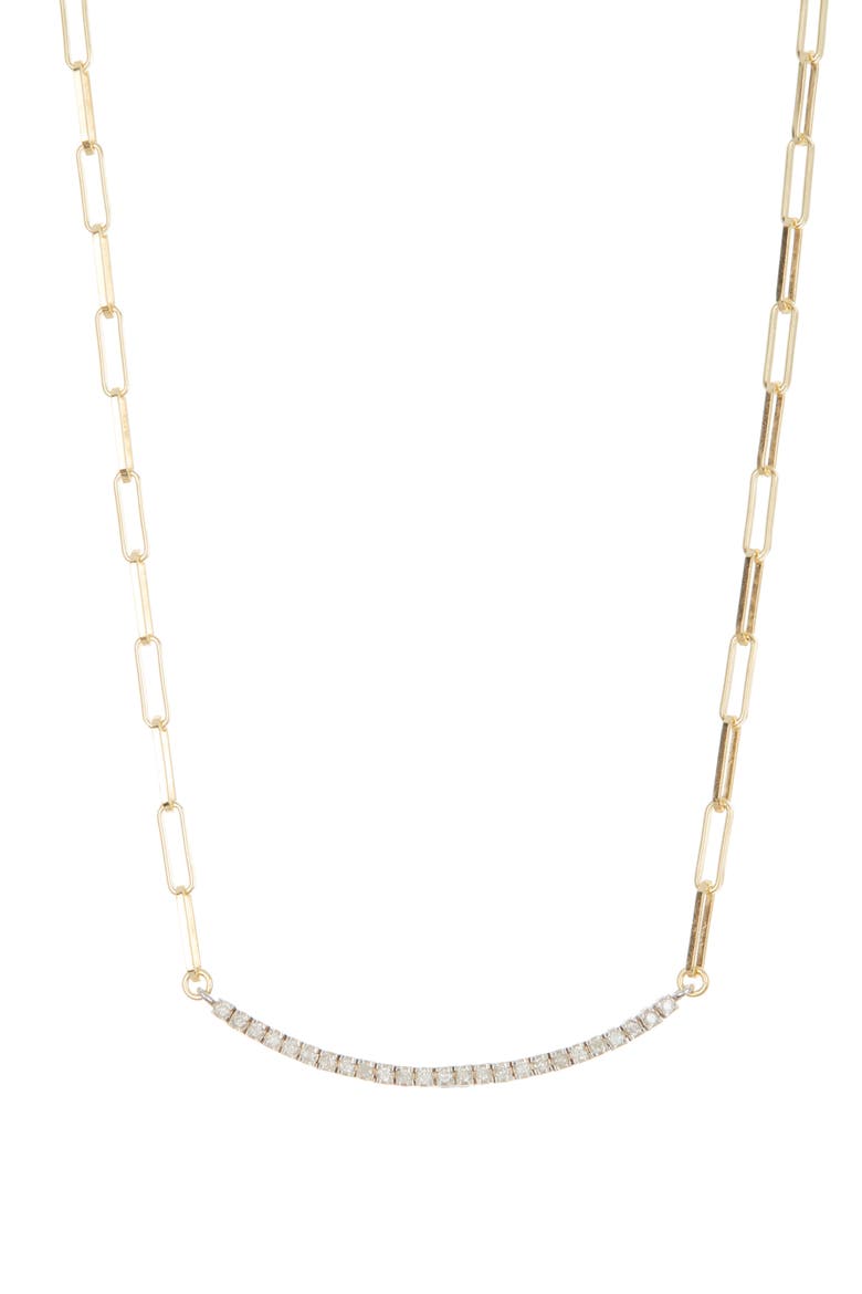 Diamond Paperclip Link Necklace - 0.06ct., Main, color, YELLOW GOLD