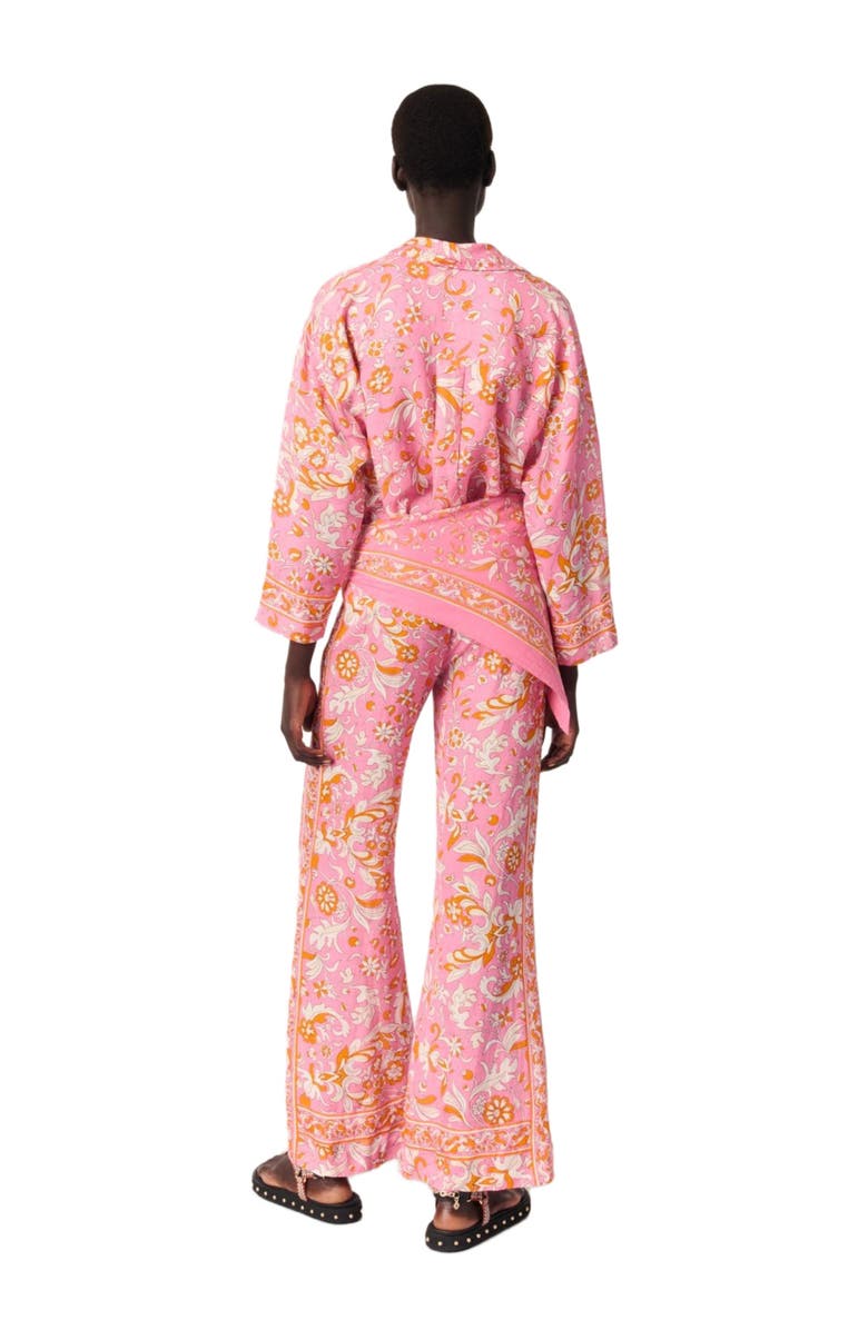 maje Patterned flowing linen shirt, Alternate, color, 