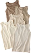 BUTTERBLU Malone Organic Cotton Assorted 5-Pack Muscle Tanks