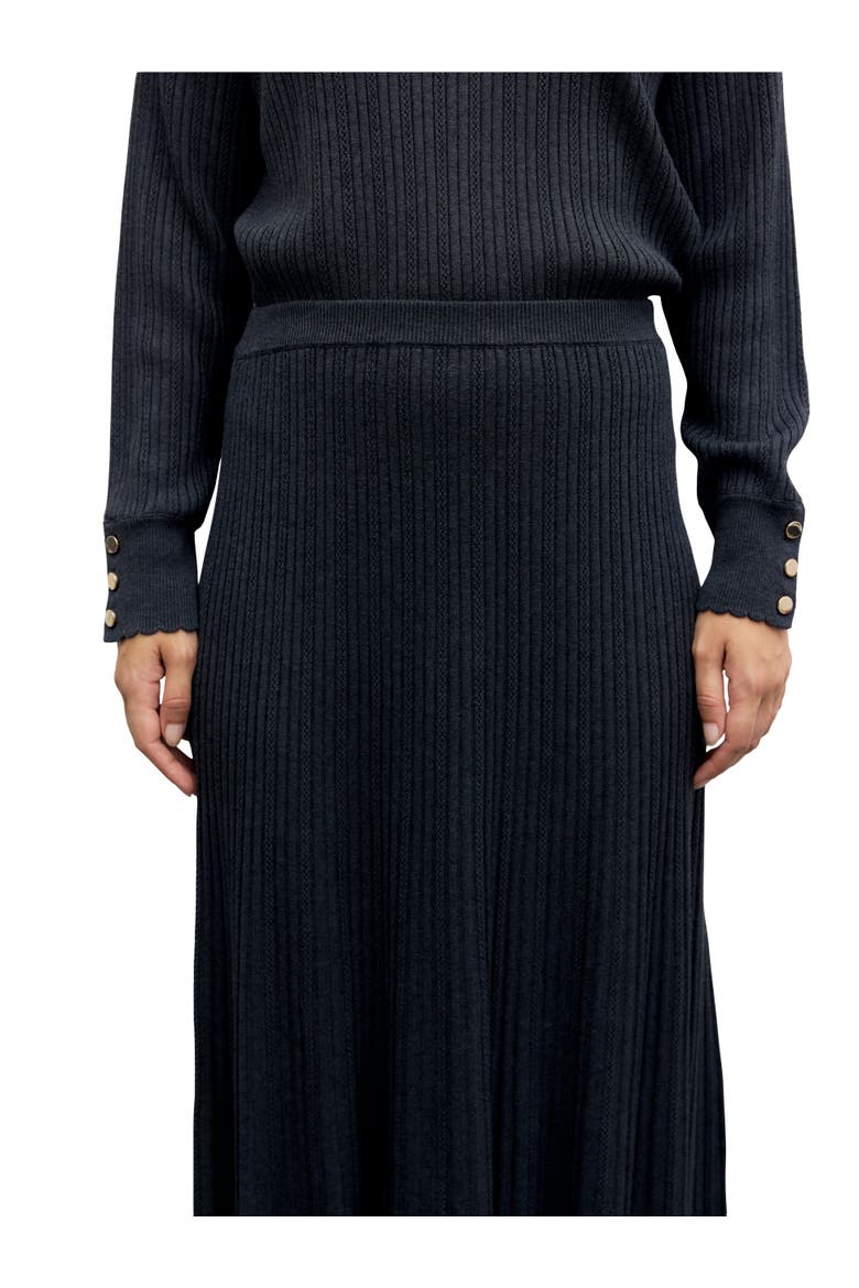Tati Ribbed Knit Midi Skirt, Alternate, color, Charcoal