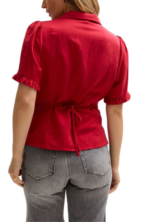 Lily And Lionel Rachel Vintage Inspired Short Sleeve Shirt In Red
