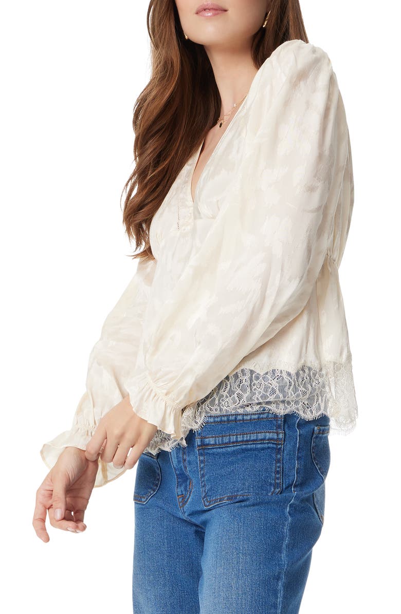 Sam Edelman Julia Lace Trim Peplum Top, Alternate, color, 