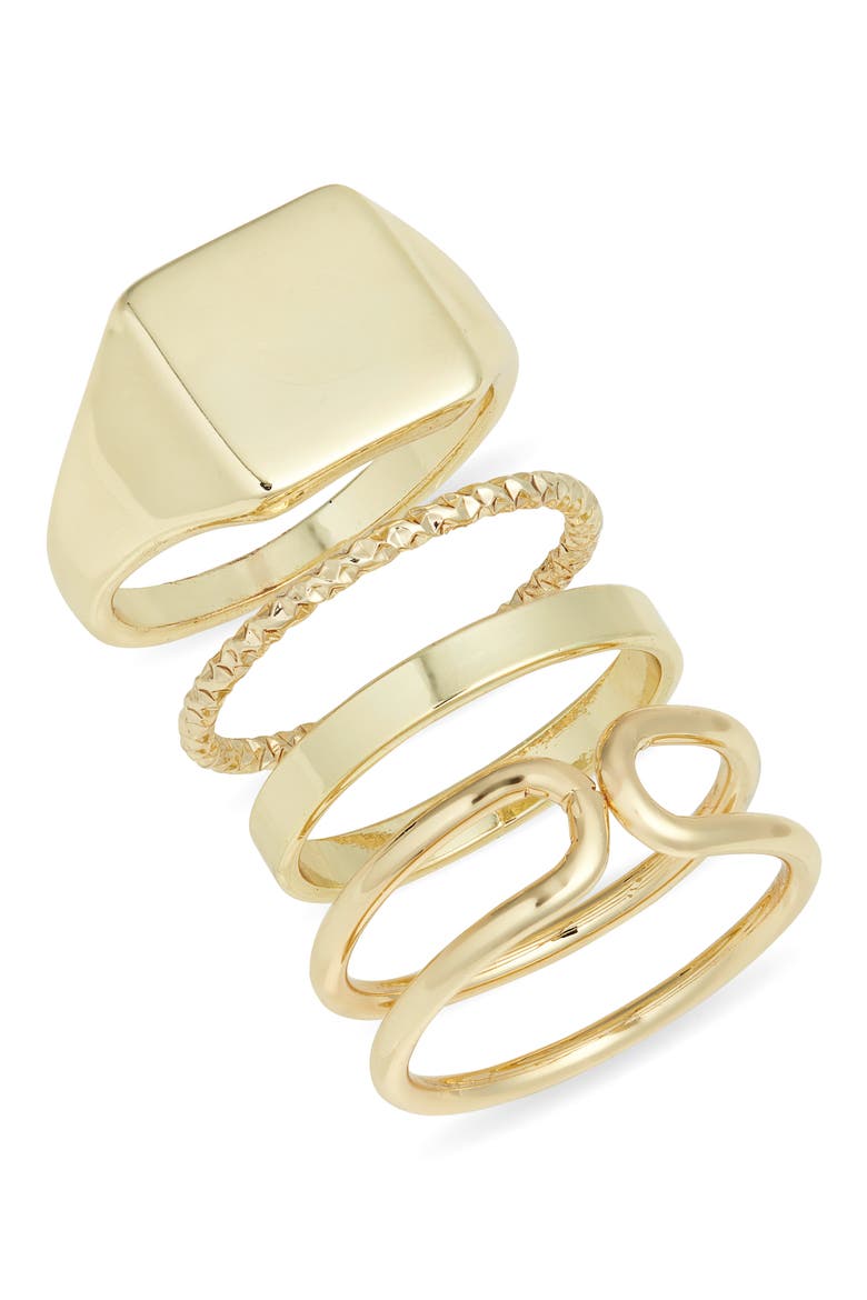 Set of 4 Polished Rings, Main, color, GOLD