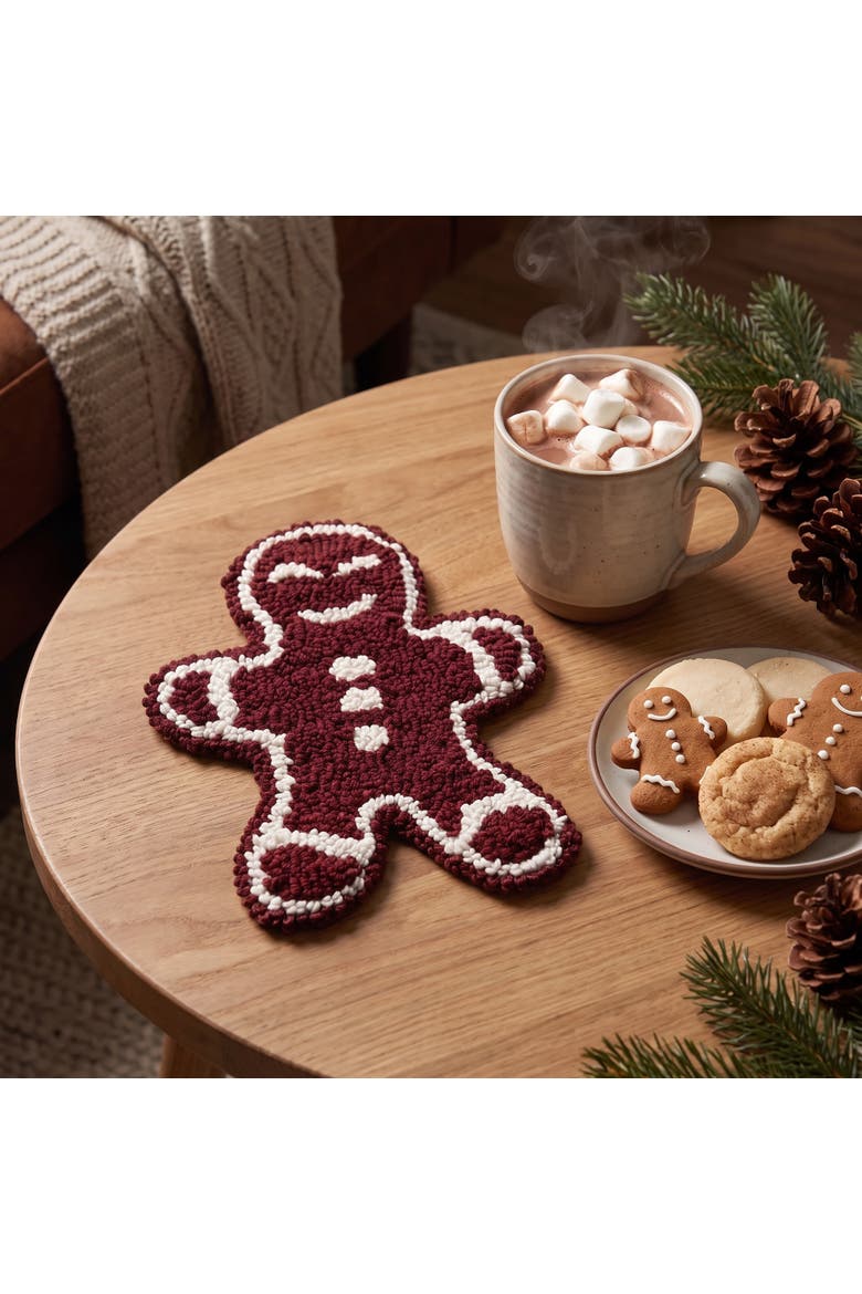 Artisan Cotton & Wool Gingerbread Pot Holder, Main, color, Brown and White