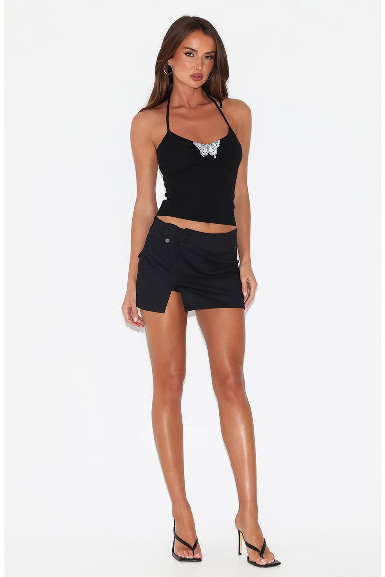 Celestine Embroidered Butterfly Halter Top, Alternate, color, BLACK