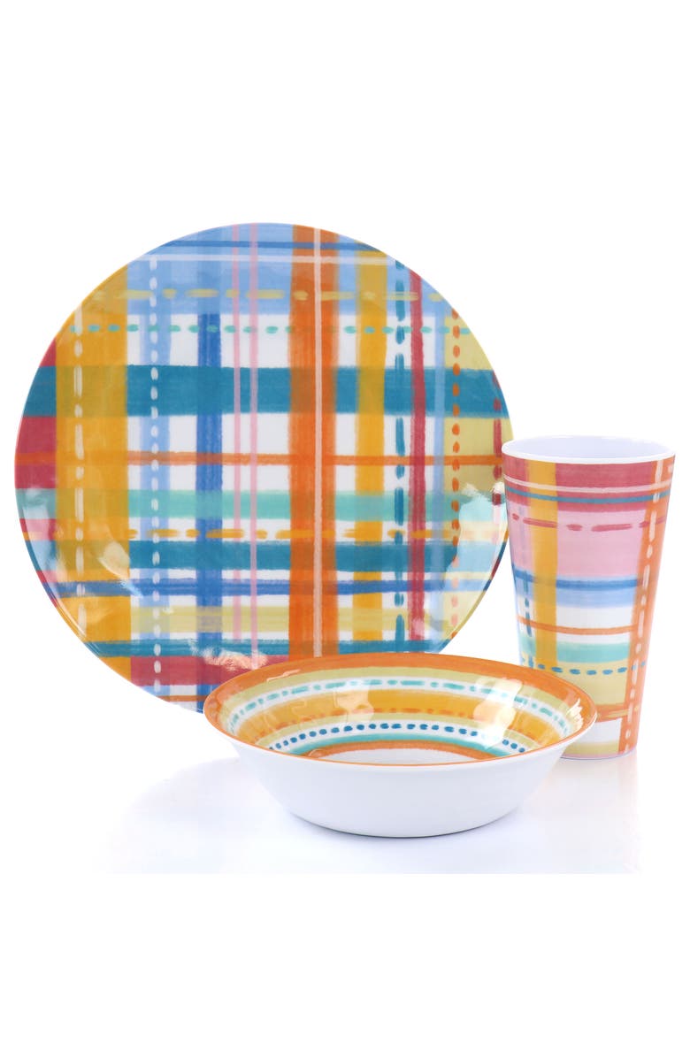 Laurie Gates California Designs Casablanca 12pc Melamine Dinnerware Set, Alternate, color, Multi