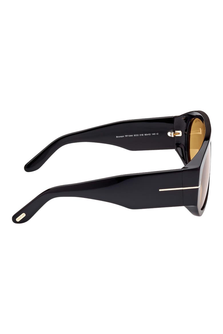 Bronson 60mm Aviator Sunglasses, Alternate, color, SHINY BLACK / YELLOW LENSES