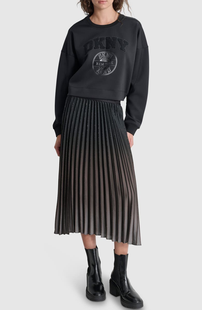 DKNY Varsity Logo Sweatshirt, Alternate, color, 