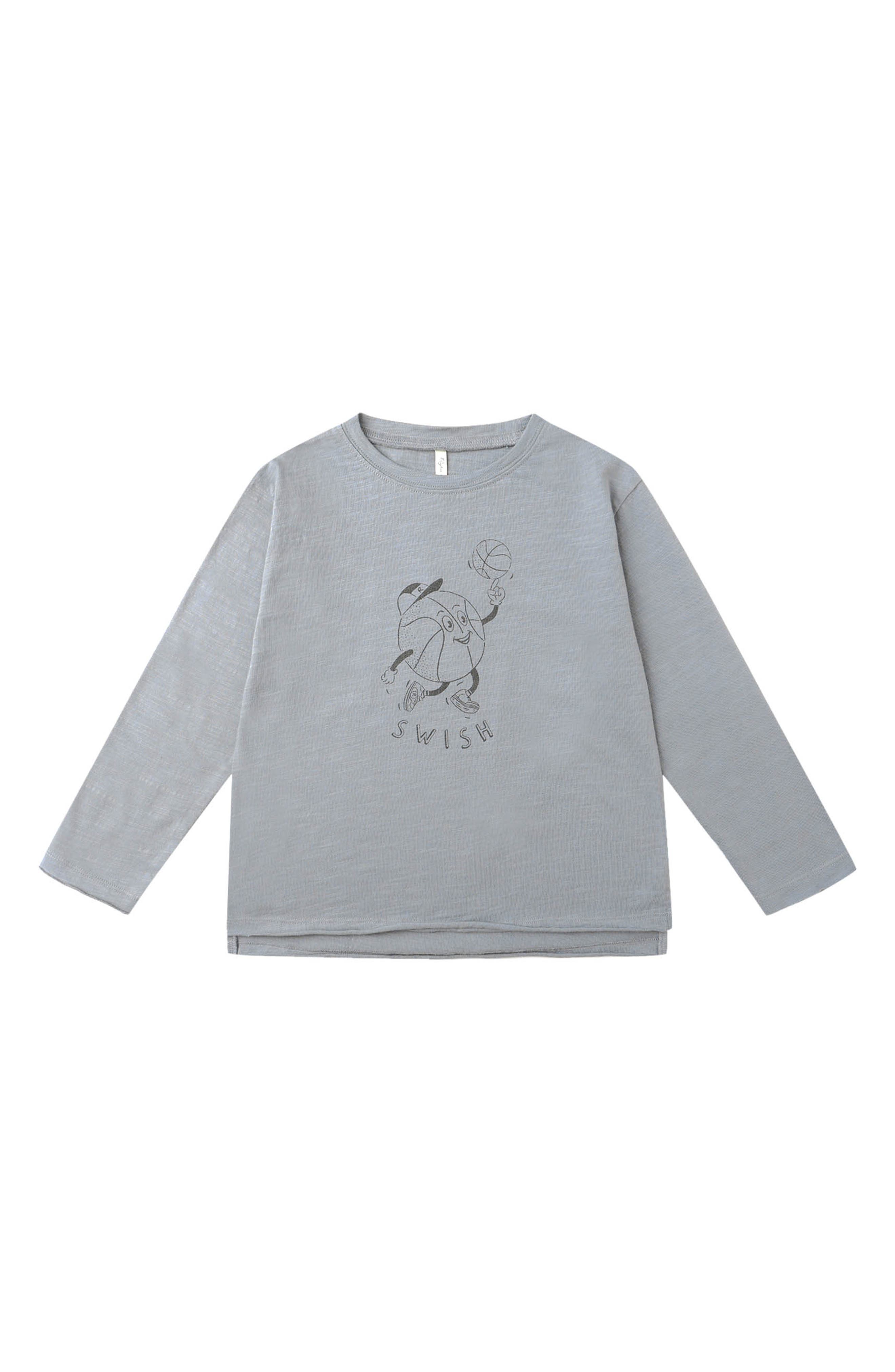 Basketball Graphic Raw Edge Long Sleeve T-Shirt
