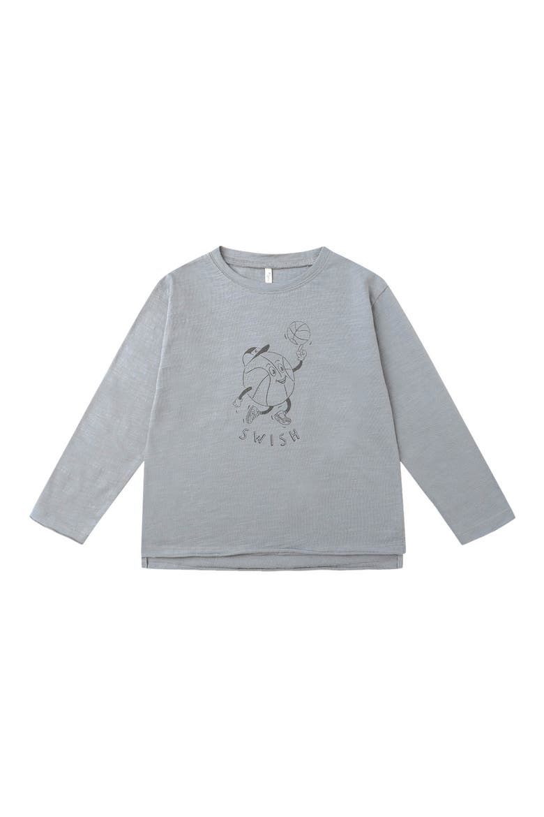 Basketball Graphic Raw Edge Long Sleeve T-Shirt, Main, color, BASKETBALL
