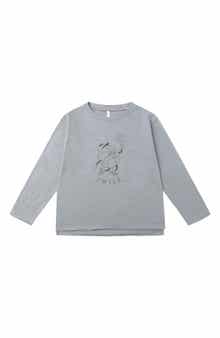Basketball Graphic Raw Edge Long Sleeve T-Shirt