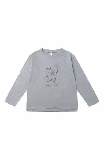 Basketball Graphic Raw Edge Long Sleeve T-Shirt