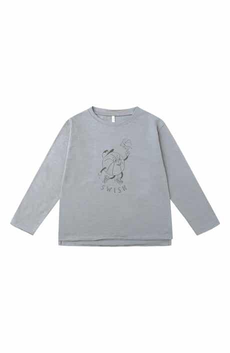 Basketball Graphic Raw Edge Long Sleeve T-Shirt