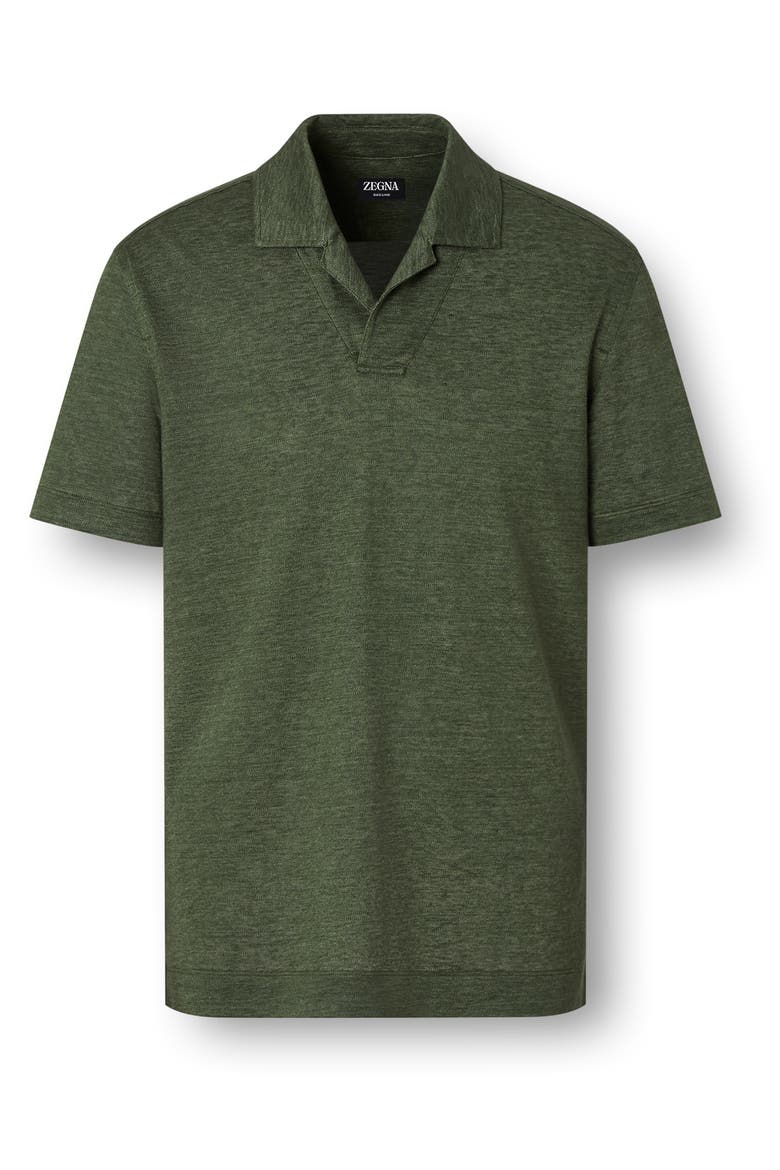 Lino Polo Shirt, Alternate, color, PINE GREEN