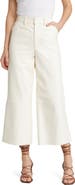 FRAME High Waist Crop Leather Wide Leg Trousers
