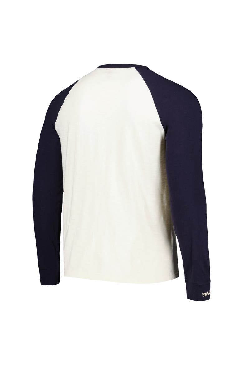 Men's Mitchell & Ness Cream Seattle Kraken Legendary Slub Vintage Raglan Long Sleeve T-Shirt, Alternate, color, Cream