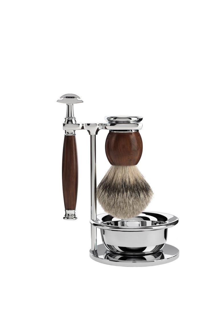 Sophist Ironwood 4-Piece Silvertip Badger & Safety Razor Shaving Set, Main, color, Ironwood