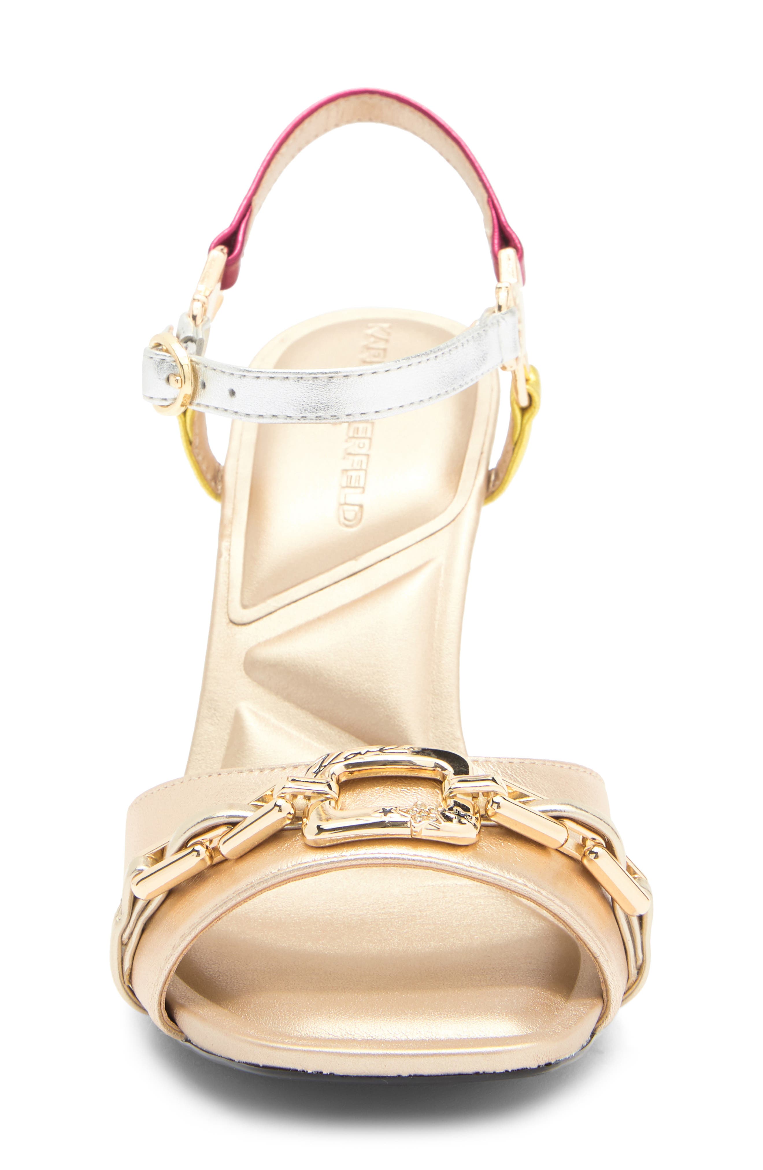 KARL LAGERFELD PARIS Danessa Ankle Strap Sandal, Alternate, color, Gold Multi