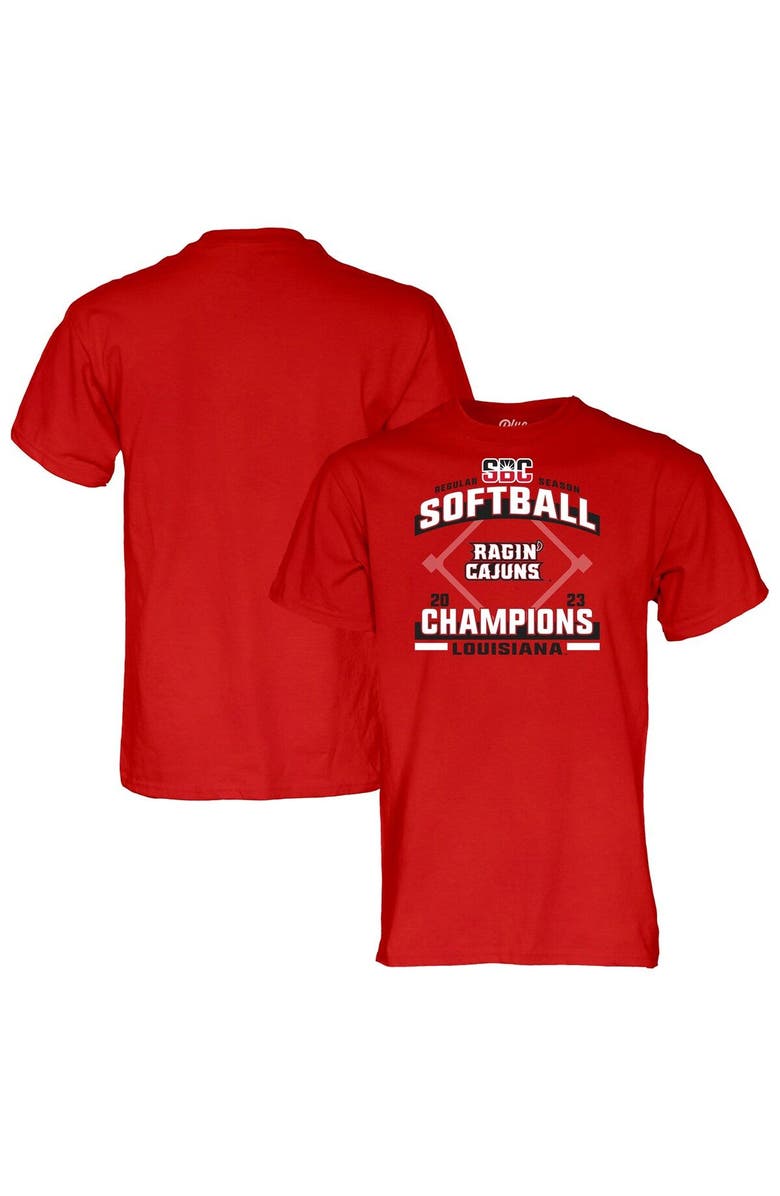 BLUE 84 Cardinal Louisiana Ragin' Cajuns 2023 Sun Belt Softball Regular Season Champions T-Shirt, Main, color,