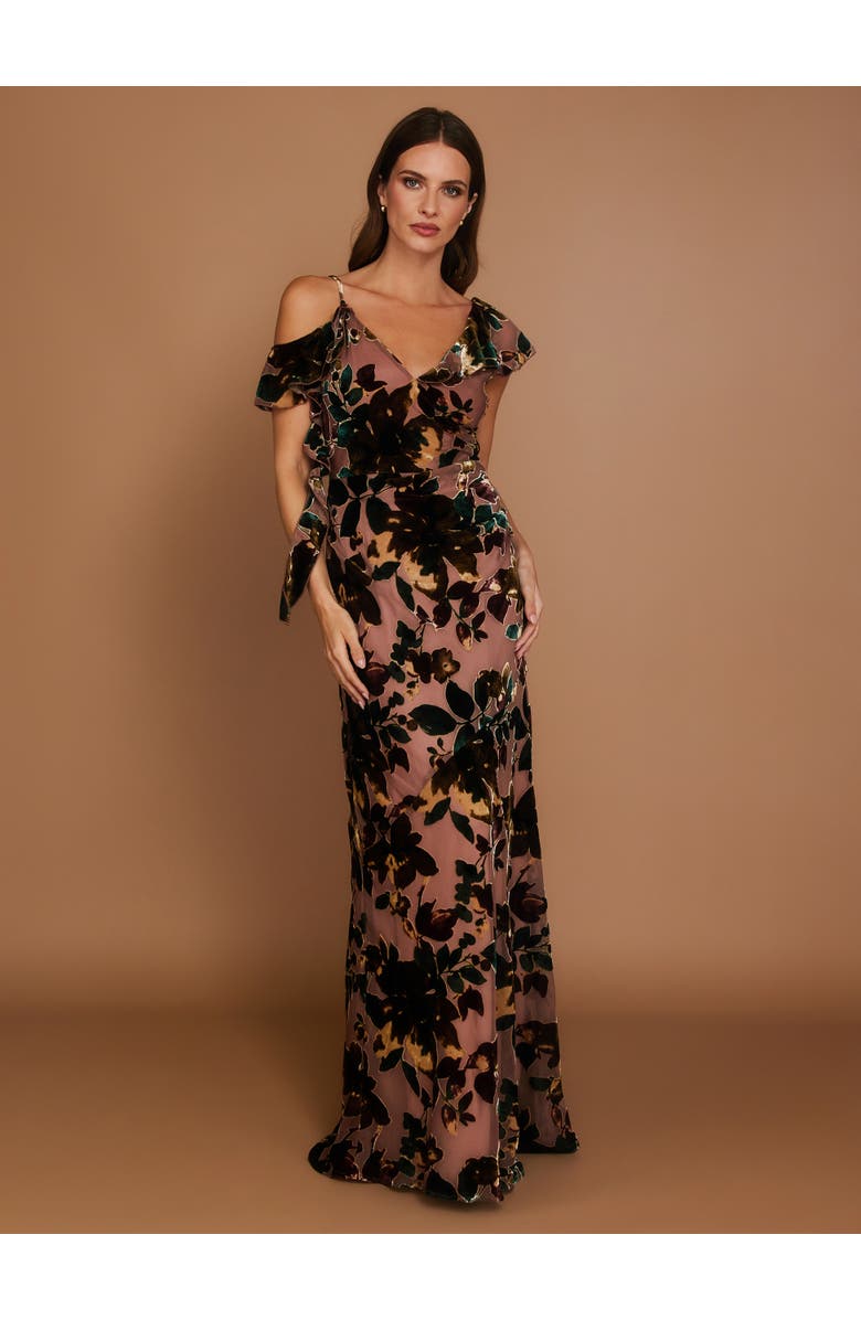 Six Stories Floral Devore Strappy Dress, Alternate, color, Turquoise