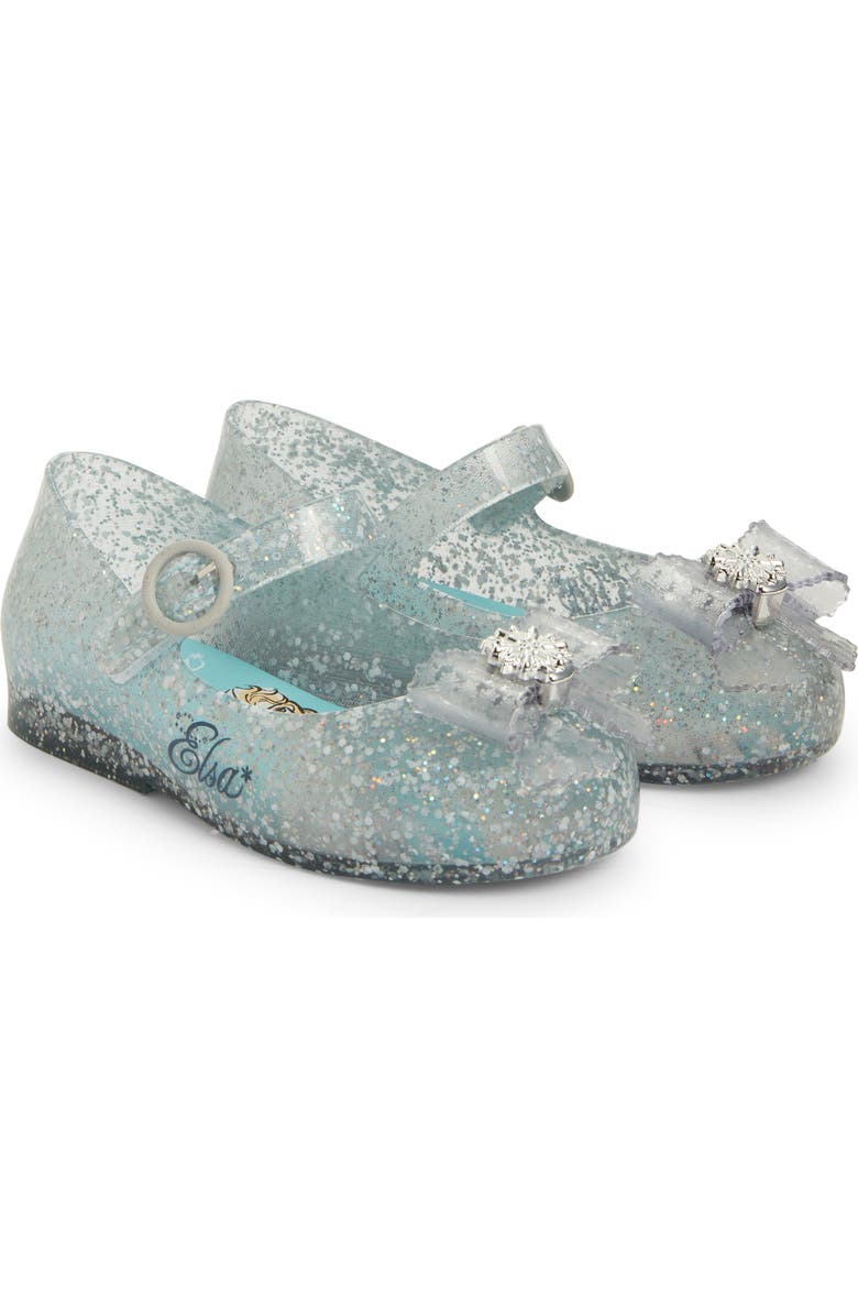 Mini Melissa Mini Sweet Love Disney Princess Mary Jane Flat, Main, color, Glitter Blue/ Blue