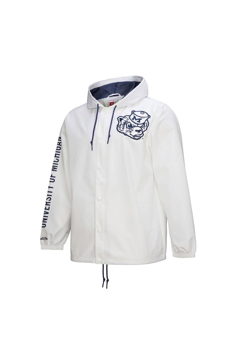 Mitchell & Ness Men's Mitchell & Ness  White Michigan Wolverines Coaches Full-Snap Hoodie Jacket, Alternate, color, 