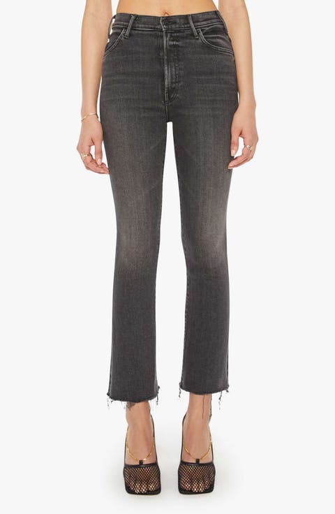 The Hustler High Waist Fray Hem Ankle Bootcut Jeans (Can You Call My Phone)