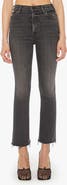 MOTHER The Hustler High Waist Fray Hem Ankle Bootcut Jeans