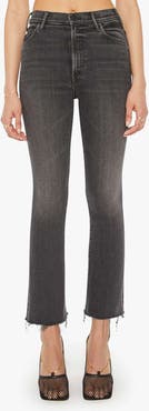 MOTHER The Hustler High Waist Fray Hem Ankle Bootcut Jeans