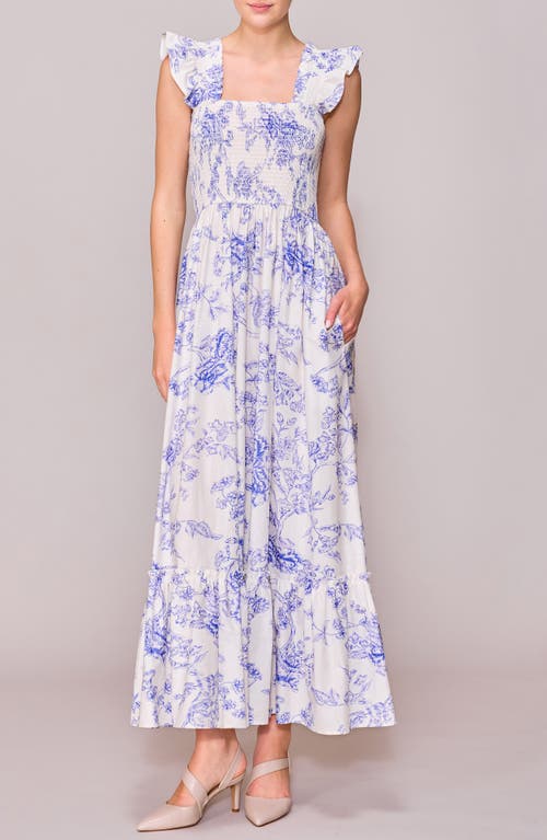 Melloday Floral Print Maxi Dress In Blue