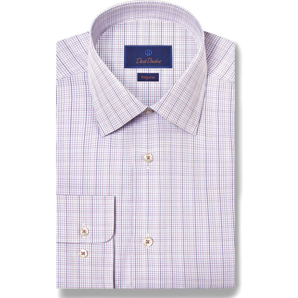 David Donahue Regular Fit Check Print Cotton Dress Shirt In Multi